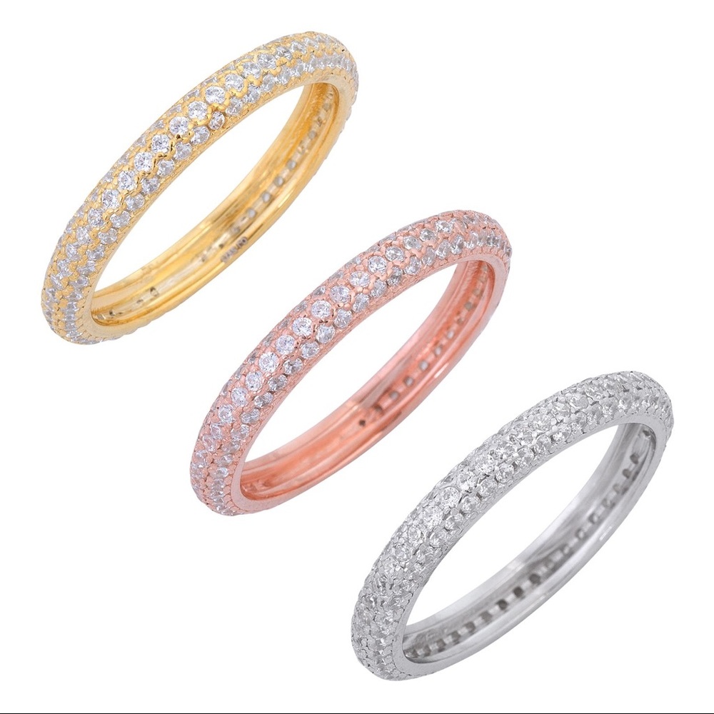 Set of 3 rings gold, silver and rose gold